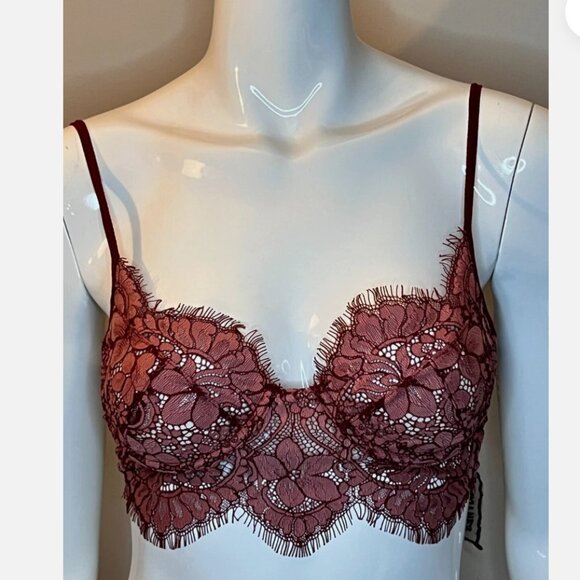 FOR LOVE AND LEMONS Loucette Lace Burgundy Red Underwire Bra M - Picture 4 of 14